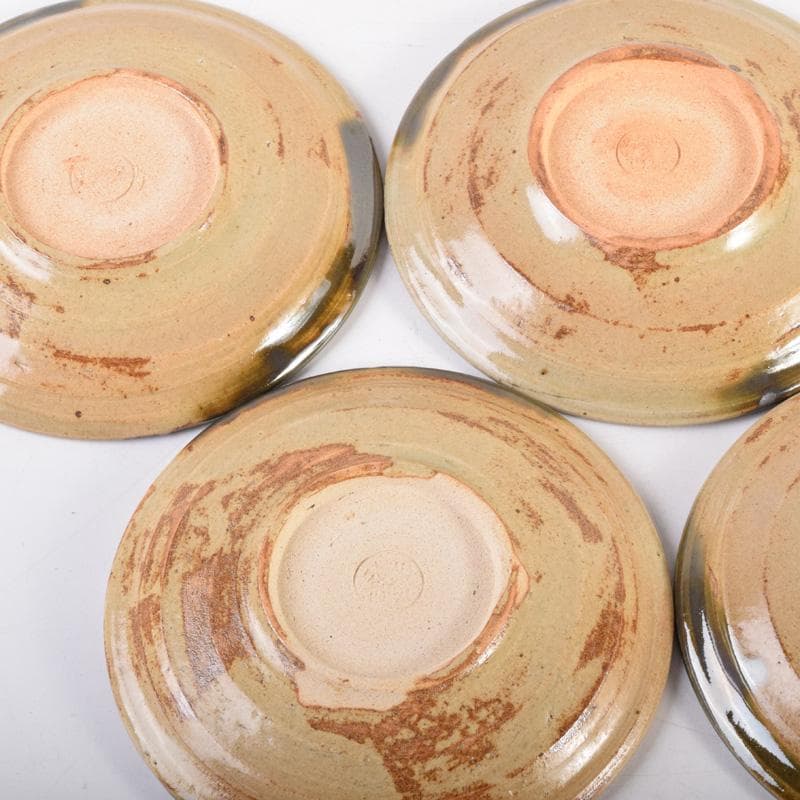 和食器　竹里庵　葵窯　加藤春二作　織部　花文　銘々皿　五客　共箱　C　8322