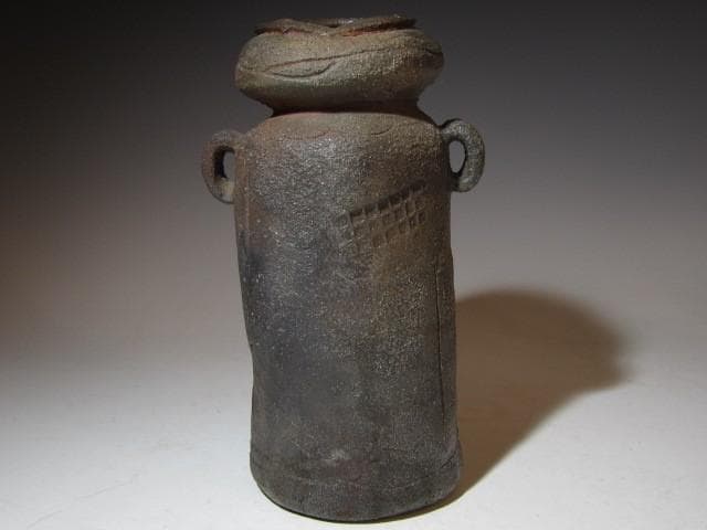 九代 大樋長左衛門 焼締花入 即中斎花押o498