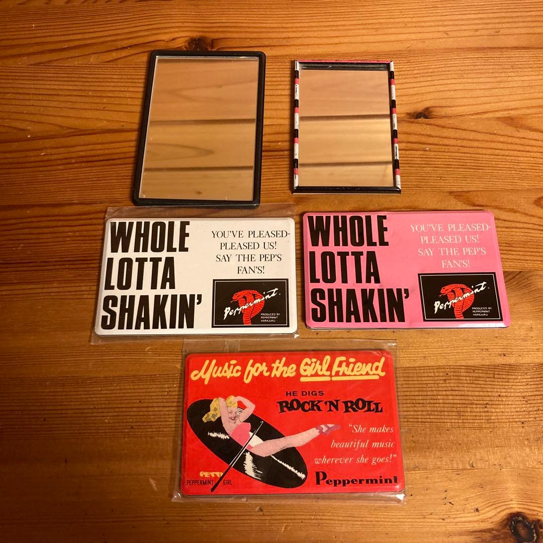 80年代当時物 ペパーミント　ハンドミラー&メモ帳　5点セット　ロカビリー