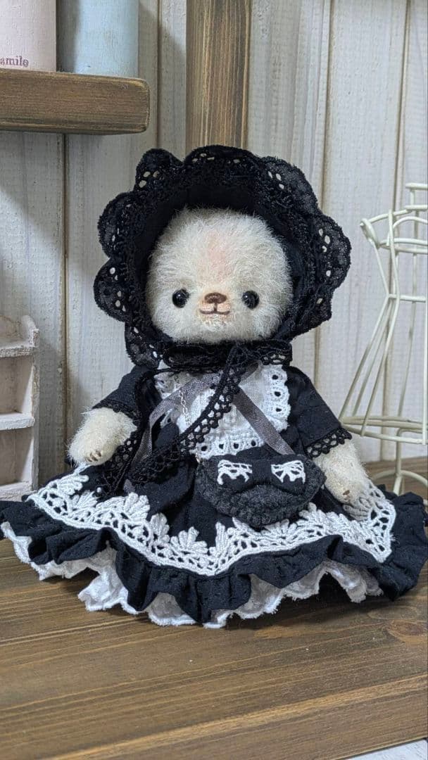 ユ*リ様 ハンドメイド テディベア ラティニティアルパカ ローズ色 ゴスロリ系