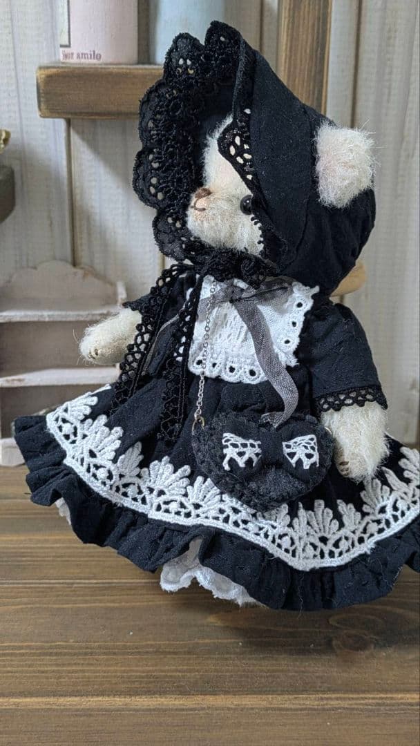 ユ*リ様 ハンドメイド テディベア ラティニティアルパカ ローズ色 ゴスロリ系