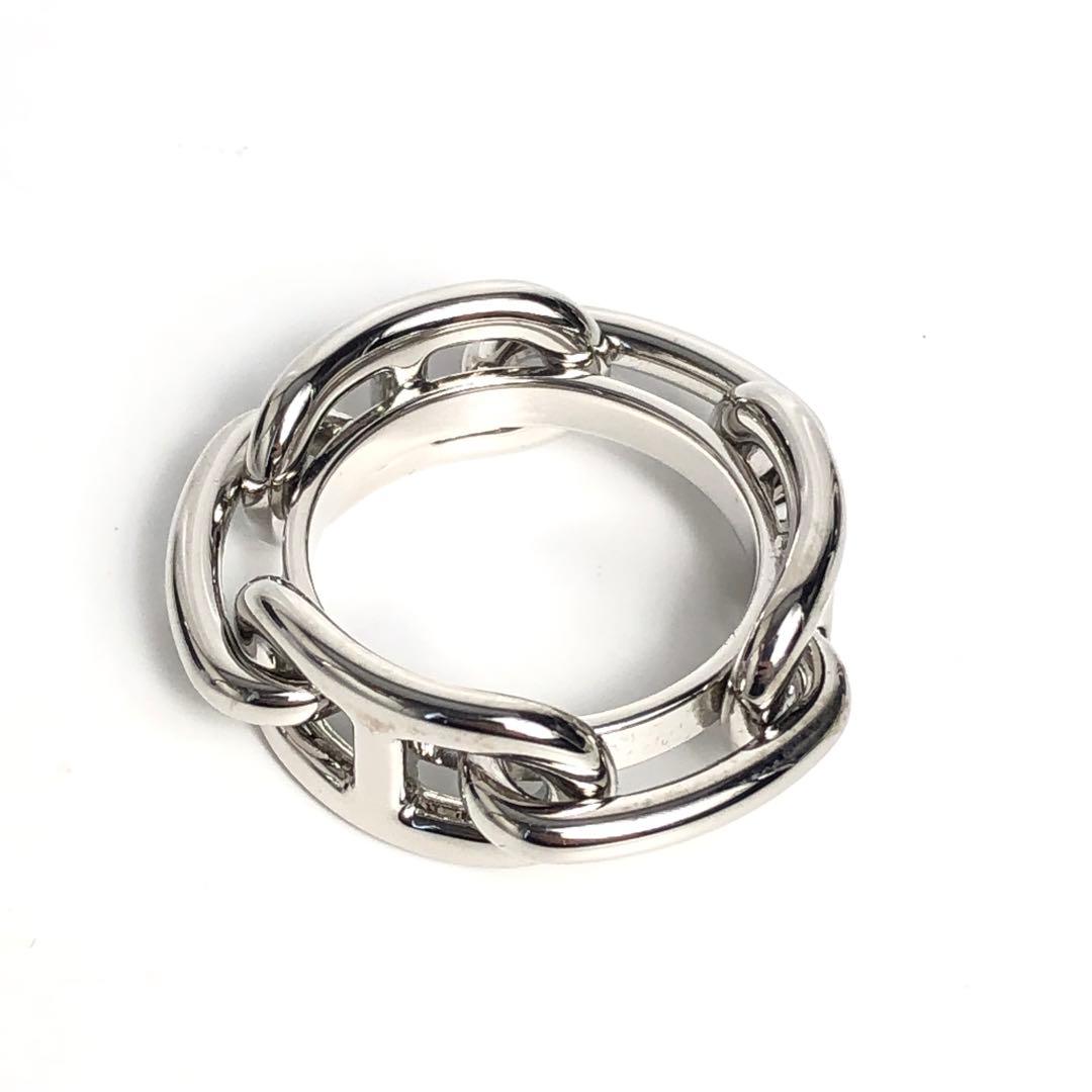 【美品】HERMES エルメス スカーフリング シェーヌダンクル シルバーカラー