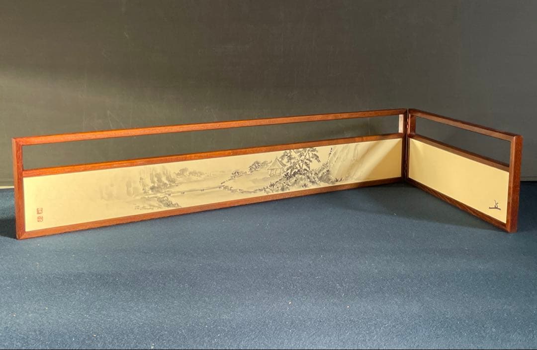 特価❣️【美品】「祖」 網代 楼閣山水 両面使い 立礼 点茶盤 風炉先屏風 （B）