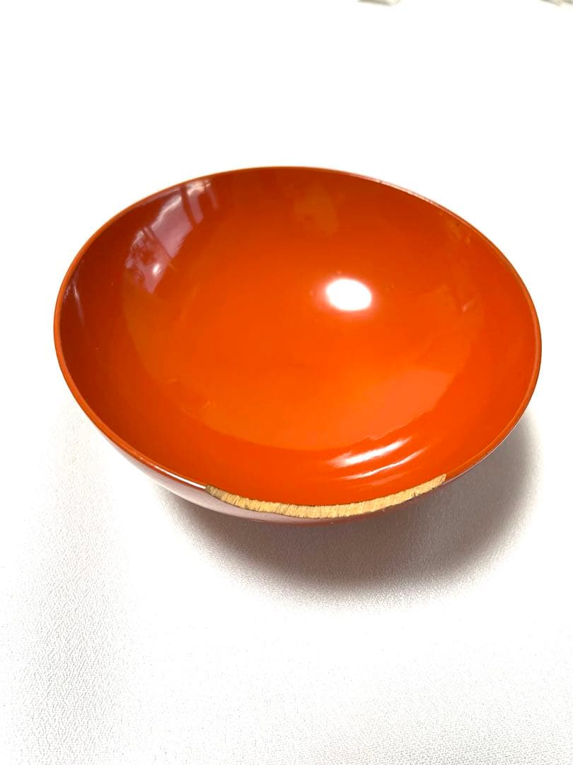 洗朱蒔絵蓋付き吸い物椀　9客　堅地家具師　文吉作　昭和初期　木製　手作り