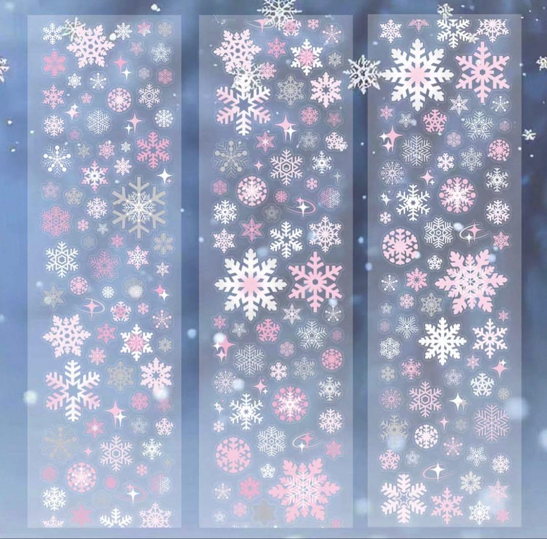 PET 小雪花 粉 5cm×5.25cm 海外マスキングテープ 雪の結晶