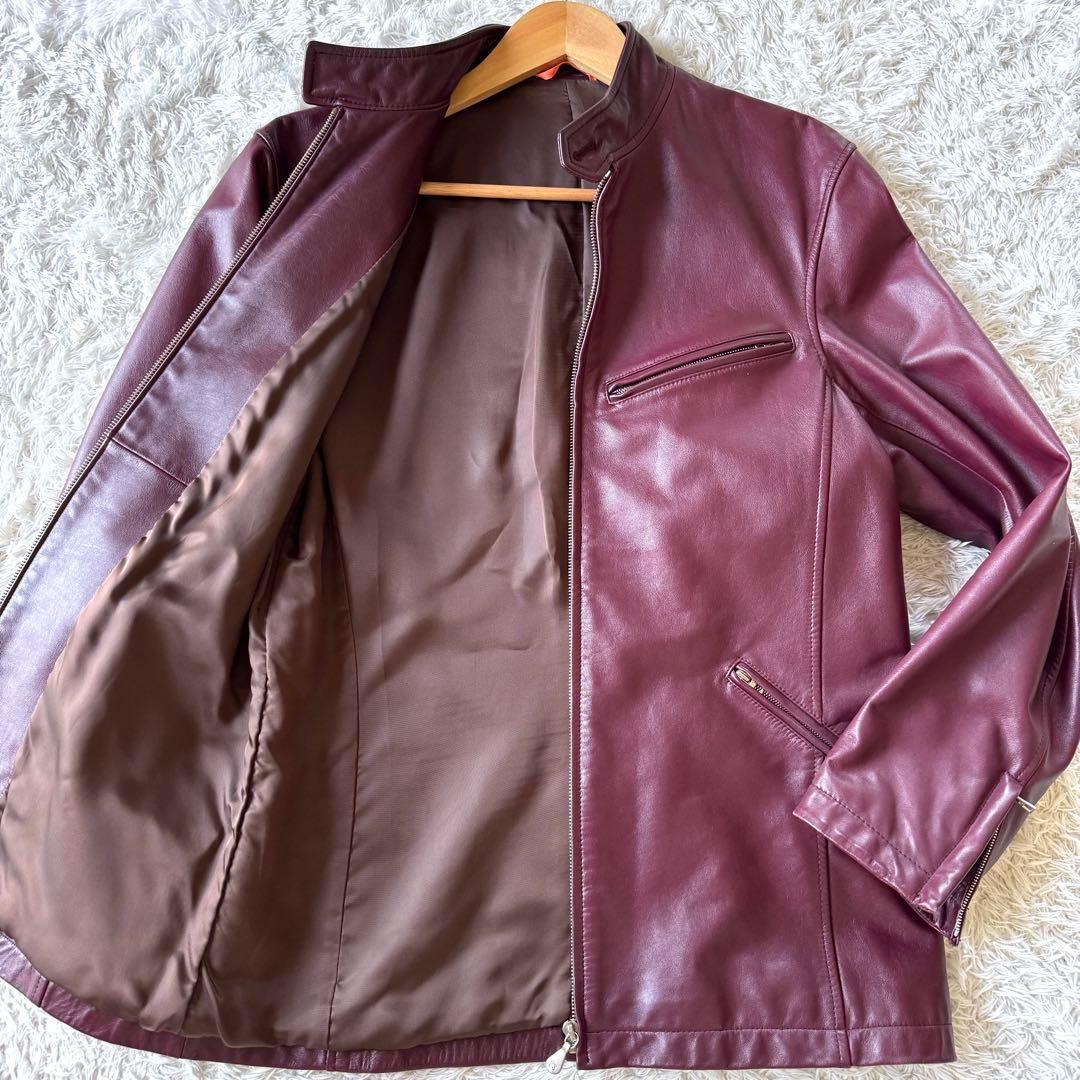 超希少色ボルドー！　ポールスミス　シングル　ライダースジャケット　牛革　M 赤