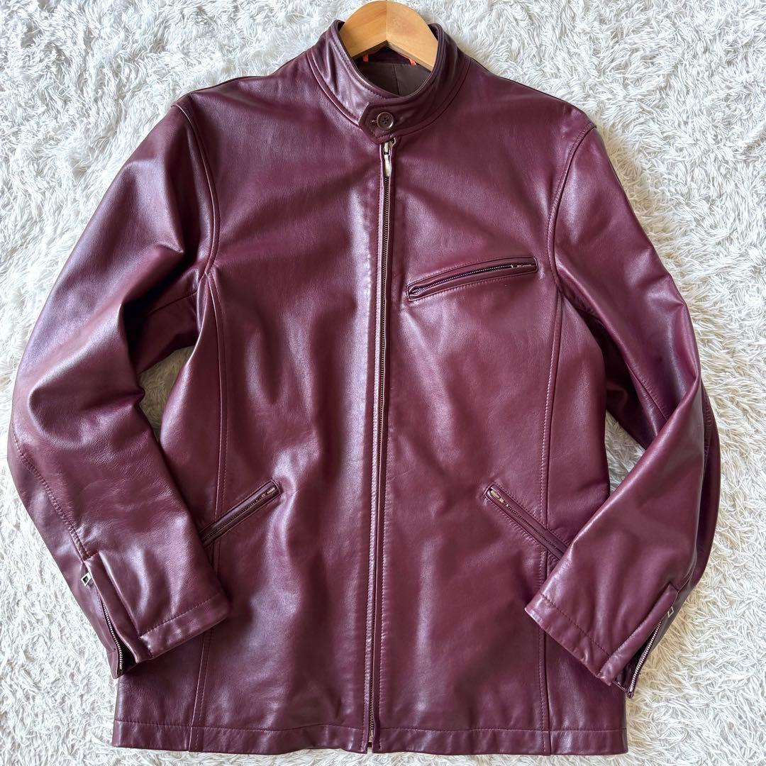超希少色ボルドー！　ポールスミス　シングル　ライダースジャケット　牛革　M 赤