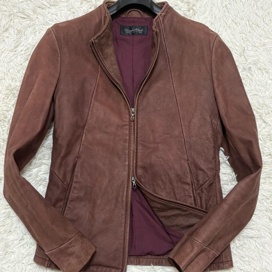 美品 L トルネードマート ノーカラー レザー シングルライダースジャケット