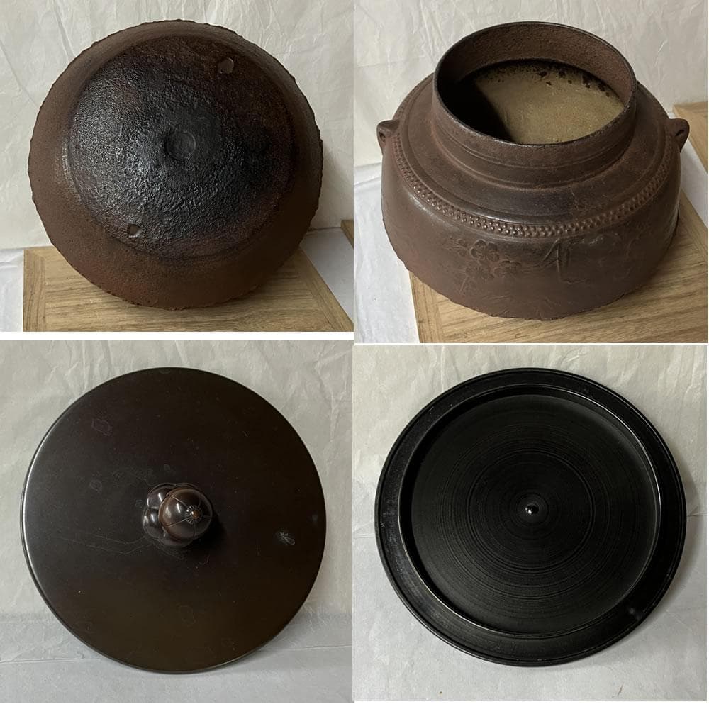 F1396 天猫作 甑口釜 大西清右衛門 識箱 茶釜 時代 古釜 茶道具