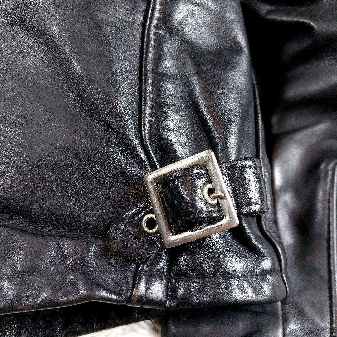 Schott USA製 襟付き ボアライナー レザーライダースジャケット 黒42