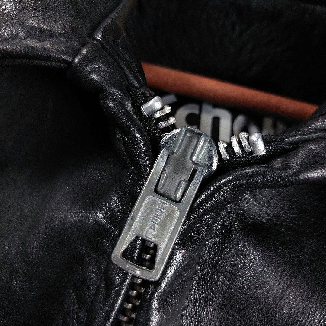 Schott USA製 襟付き ボアライナー レザーライダースジャケット 黒42