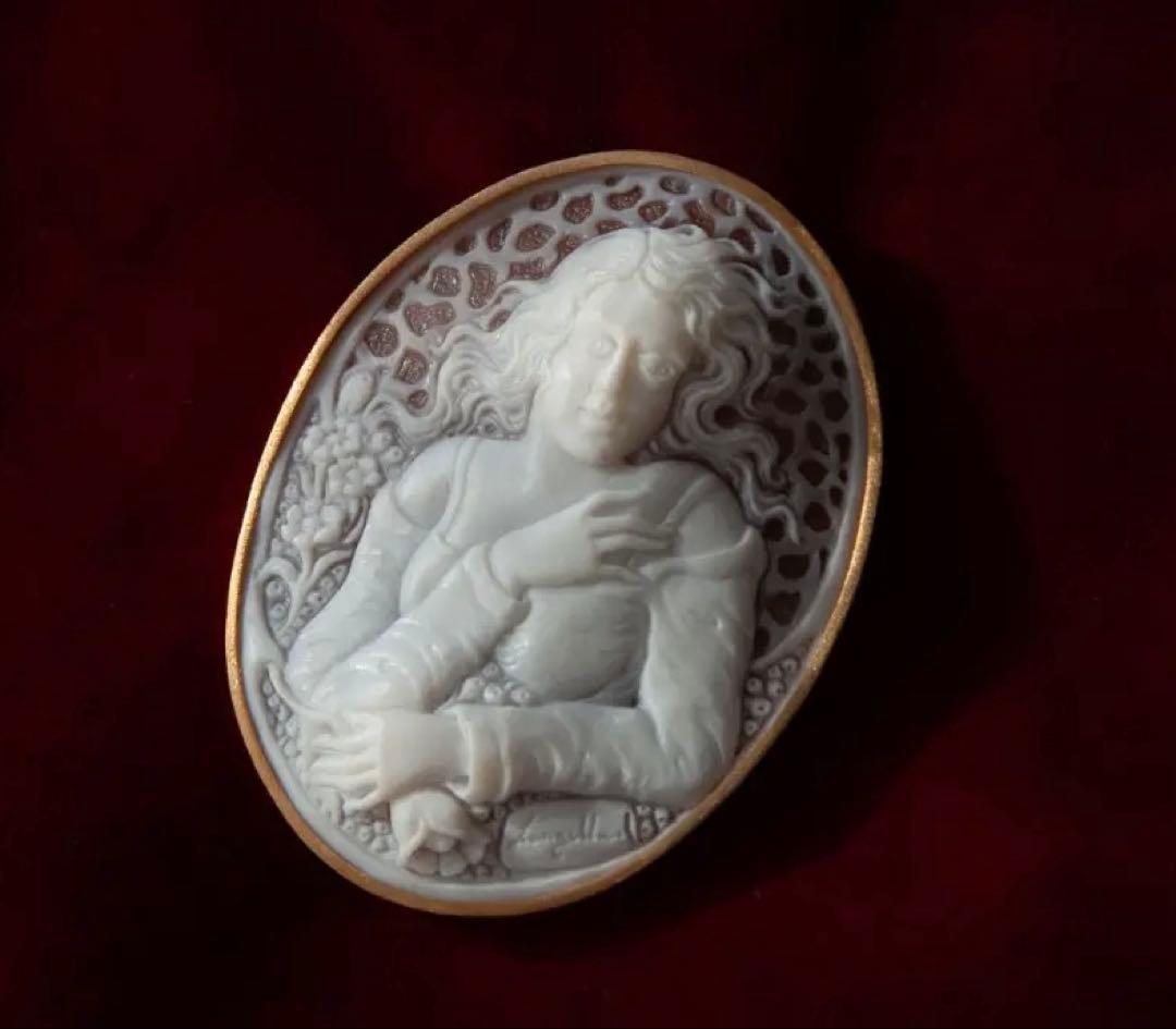 シェルカメオ　愛と美の女神アフロディーテ　k18　ブローチ　ペンダント