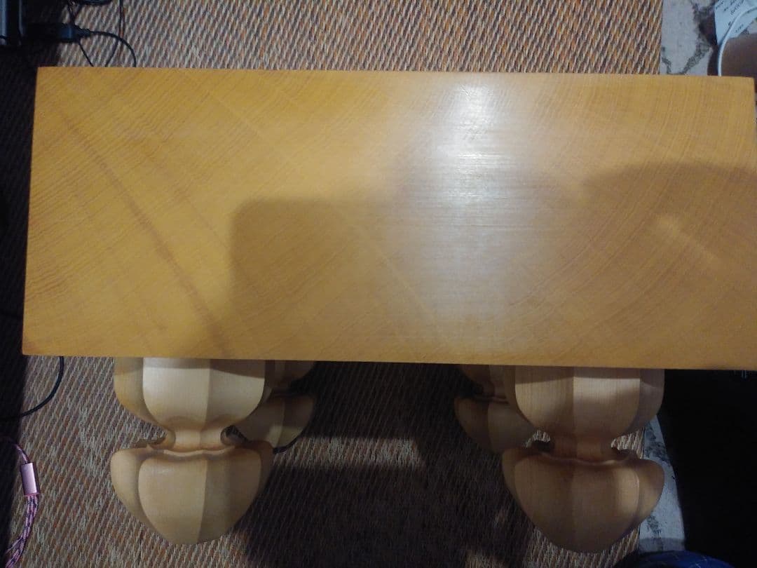 本カヤ4.5寸将棋盤、盤覆、覆布、4本足駒台付き