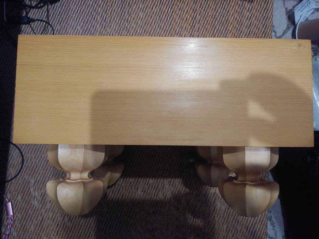 本カヤ4.5寸将棋盤、盤覆、覆布、4本足駒台付き