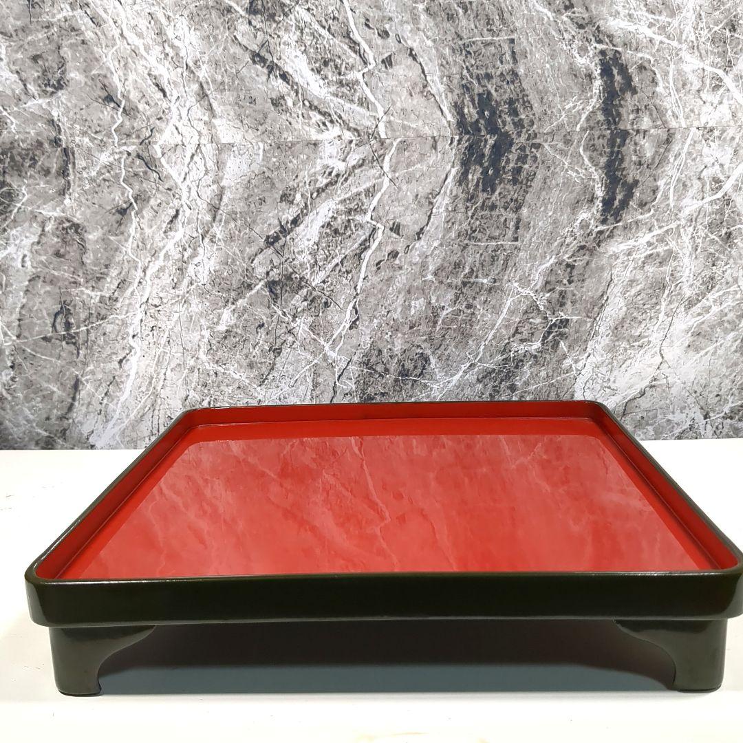 木製 漆器 緑内朱 脚付会席膳 10客セット 江戸時代後期 骨董品 黒漆木箱付き