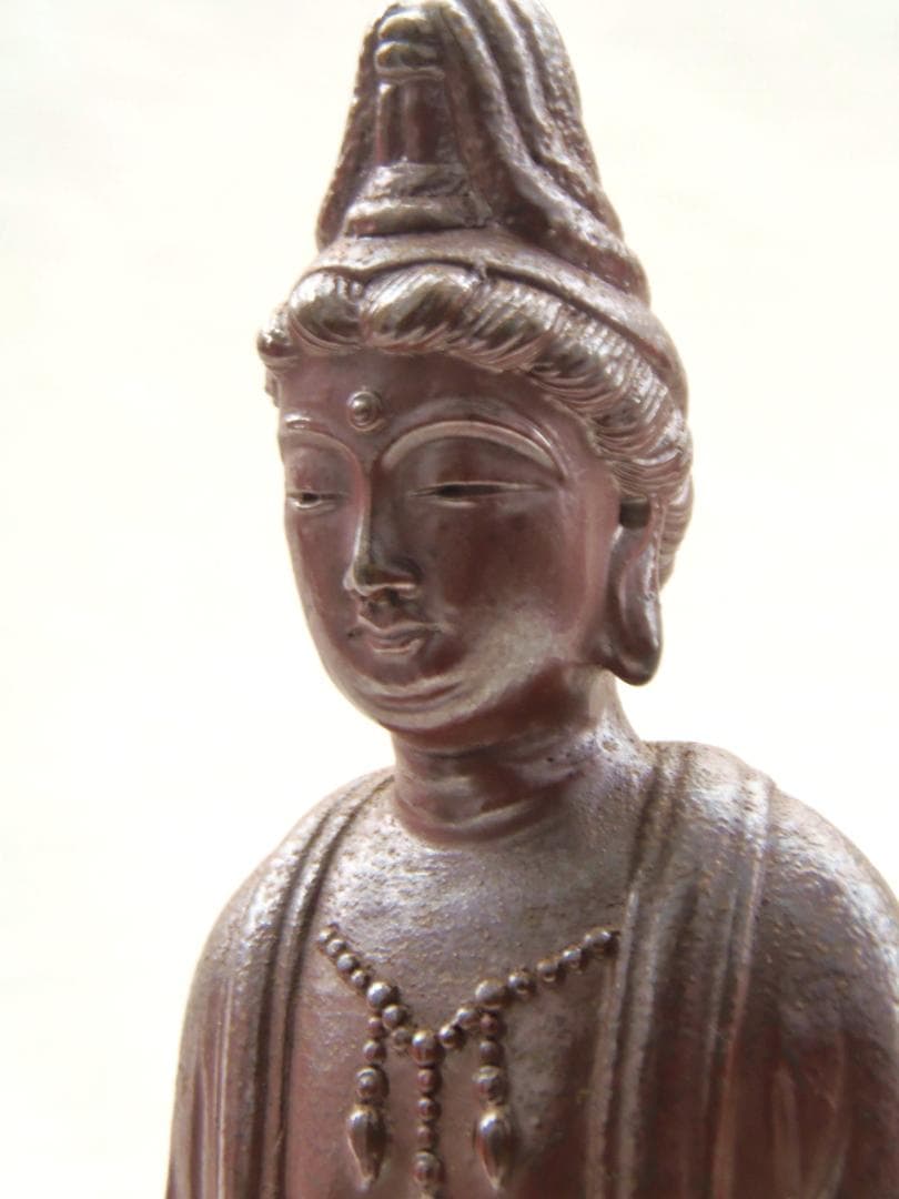 76代逸翁 金重利右衛門（金重勉）古備前焼 置物 観音菩薩像 仏像 古美術 骨董