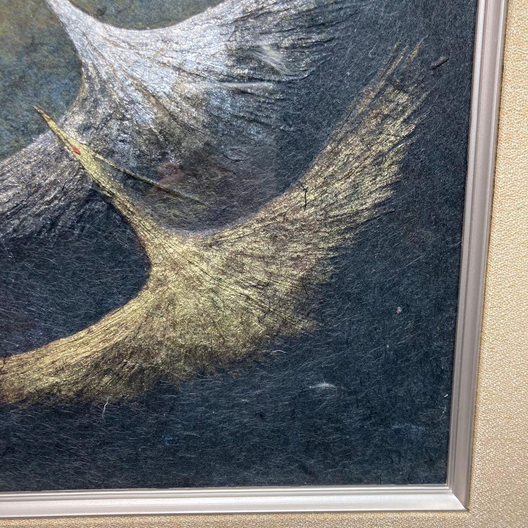 《山内一生》和紙アート作品『飛翔』 縁起物 金銀鳥 額装品