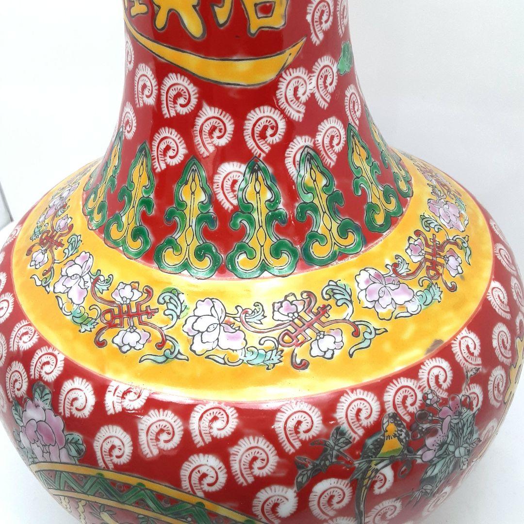 Y1477　中国彩色壺　高さ35.5cm　　ten