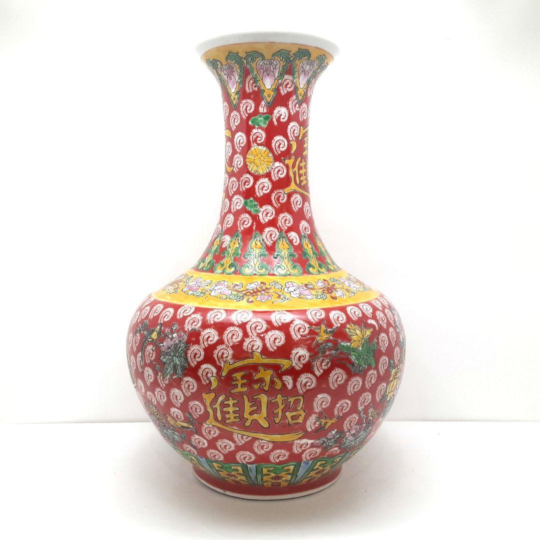 Y1477　中国彩色壺　高さ35.5cm　　ten