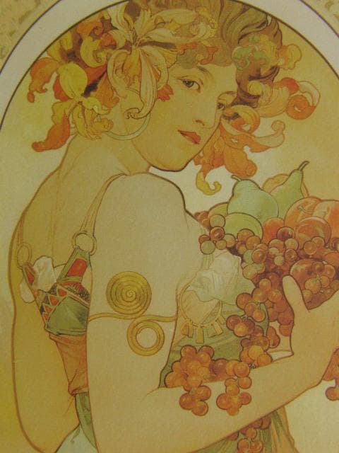 アルフォンス・ミュシャ、果物、希少な画集より、新品高級額・額装付