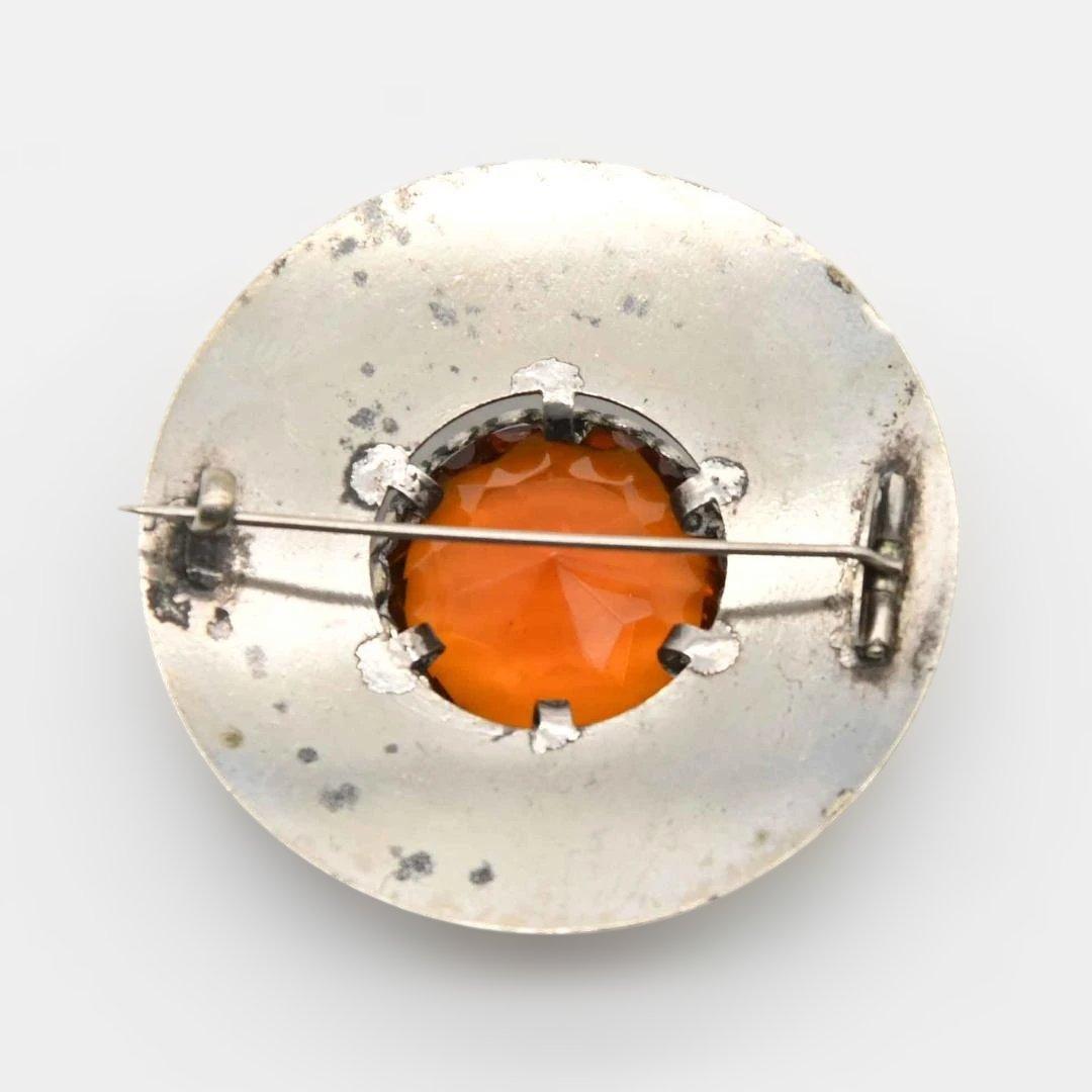 スコティッシュブローチ　キルトの留め具　アザミ模様、水晶　英国　s2282