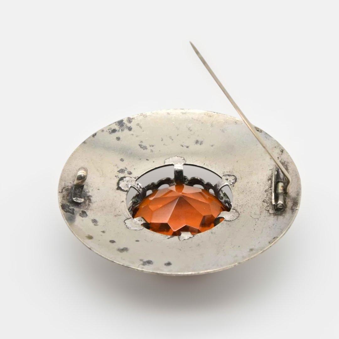 スコティッシュブローチ　キルトの留め具　アザミ模様、水晶　英国　s2282