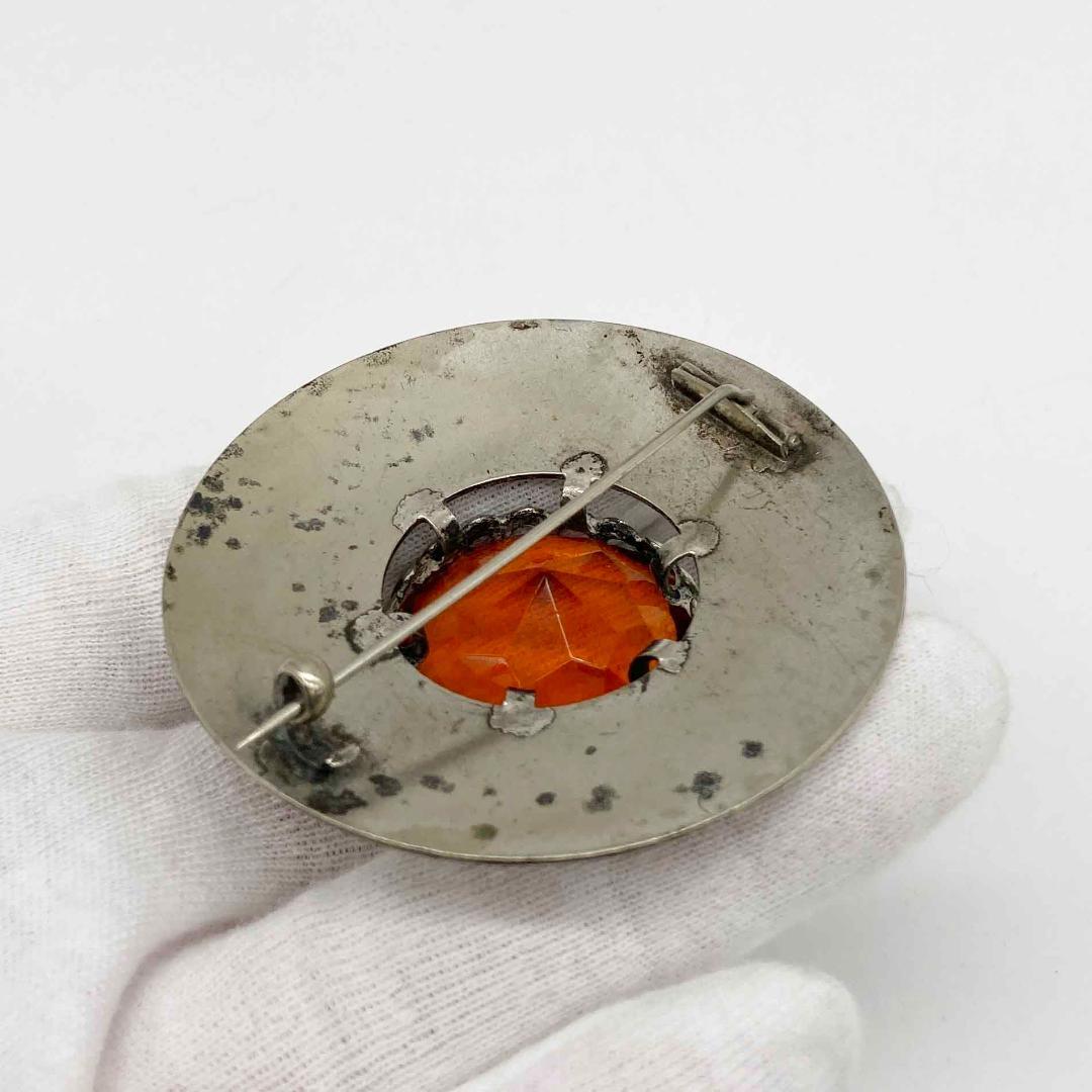 スコティッシュブローチ　キルトの留め具　アザミ模様、水晶　英国　s2282