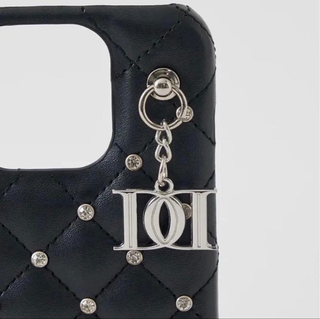 【Darich】キルティングビジューDDチャームiPhoneケース ブラック