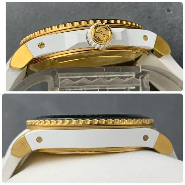 保証書付き グッチ/GUCCI ダイブ 猫 メンズ腕時計 デイト スイス ラバー