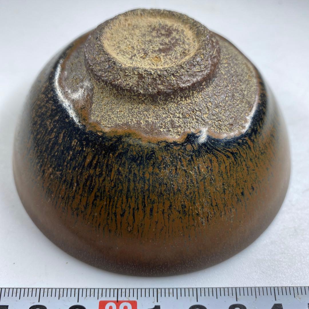 古代　中国唐物　天目茶碗　直径9.5㎝　木箱付　タコチ　東な7-0211☆2F