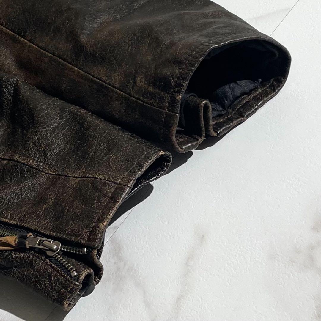 [希少3XL/馬革]リューグーレザーズ ライダースジャケット シングル 茶色