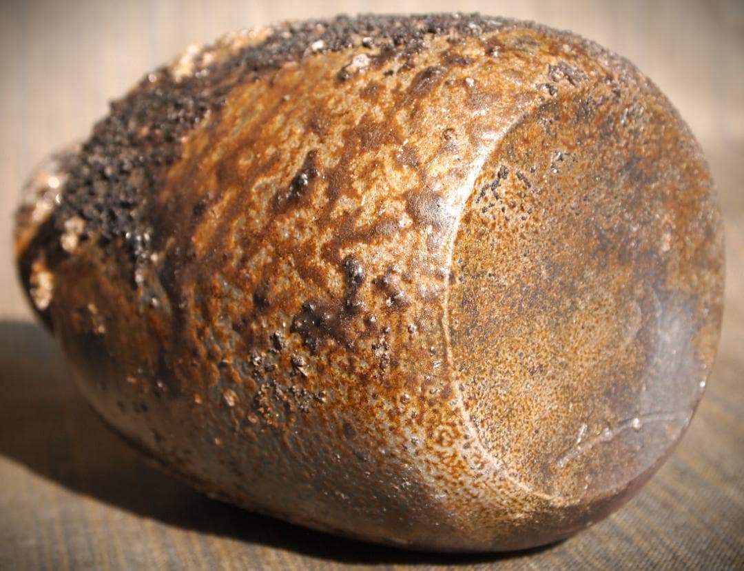 最上作★難波正巳★備前灰被り徳利★共箱★かせ胡麻