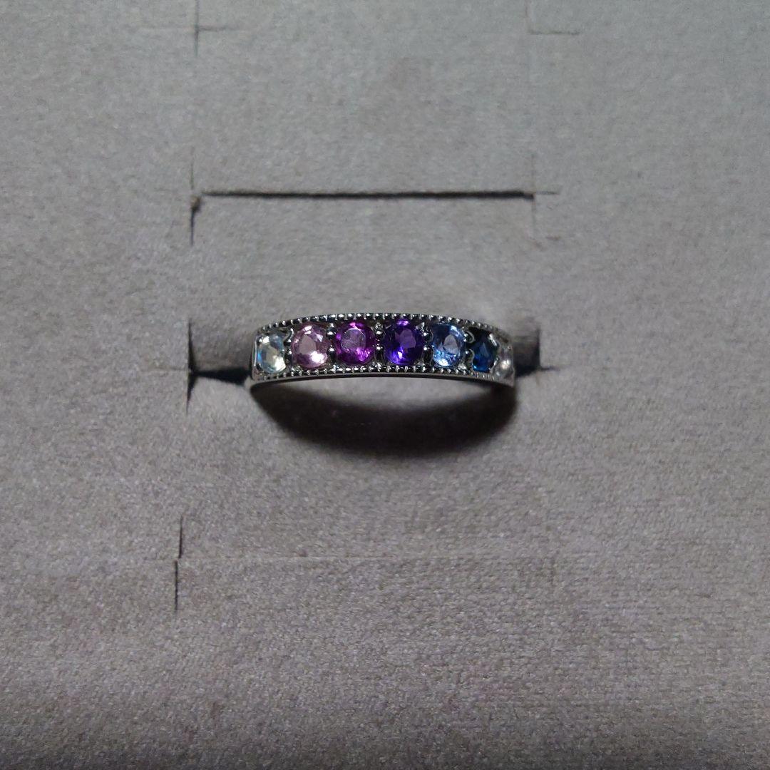 ハーフエタニティリング　ミル打ち　K10WG　マルチストーン