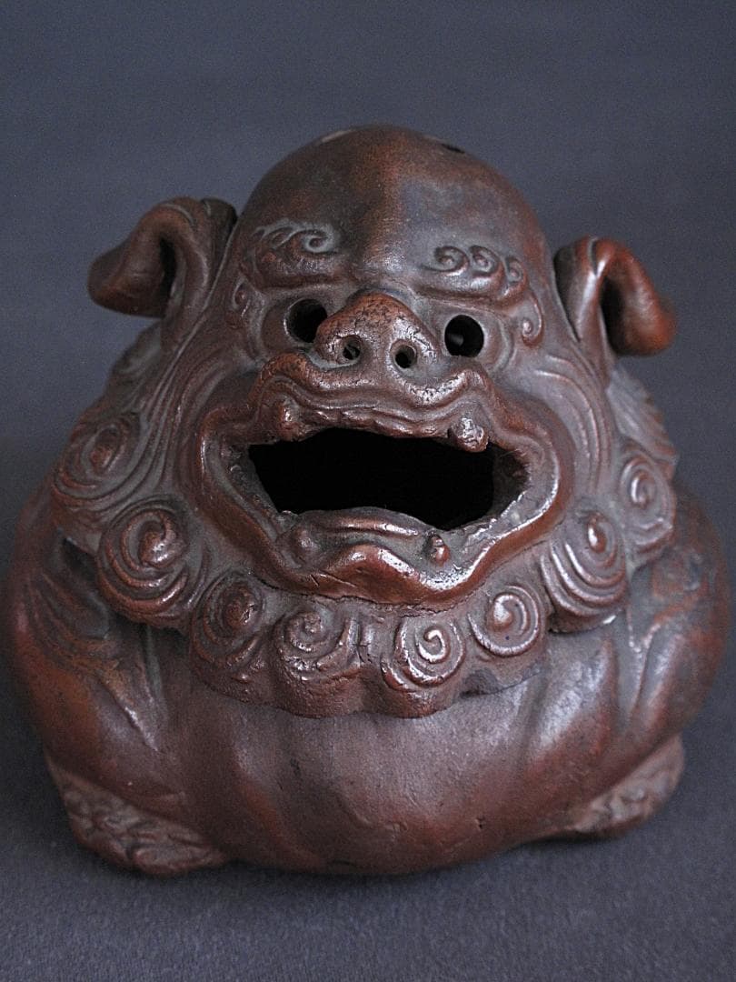 時代!! 備前焼『獅子香炉』珍しい形！細工物　高8㎝