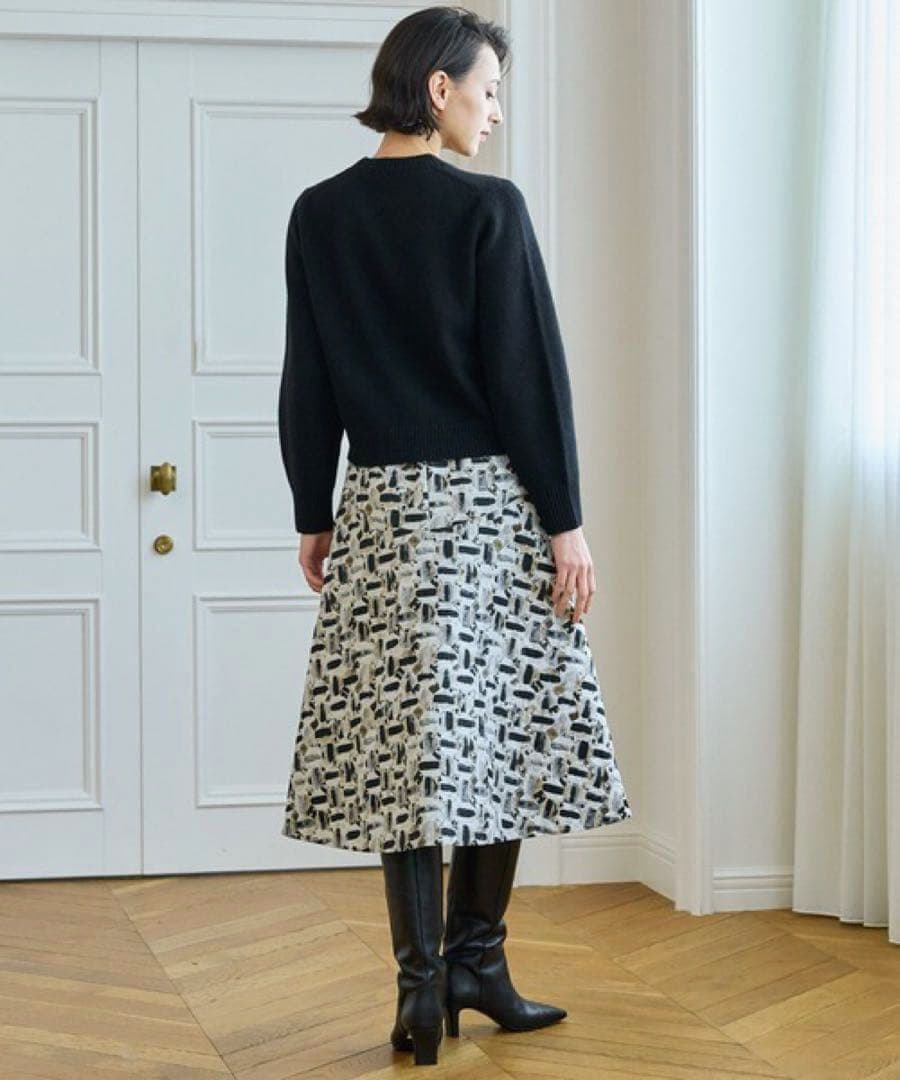 ANAYI オードトワレ ジャガード 後ろ切り替え フレアスカート