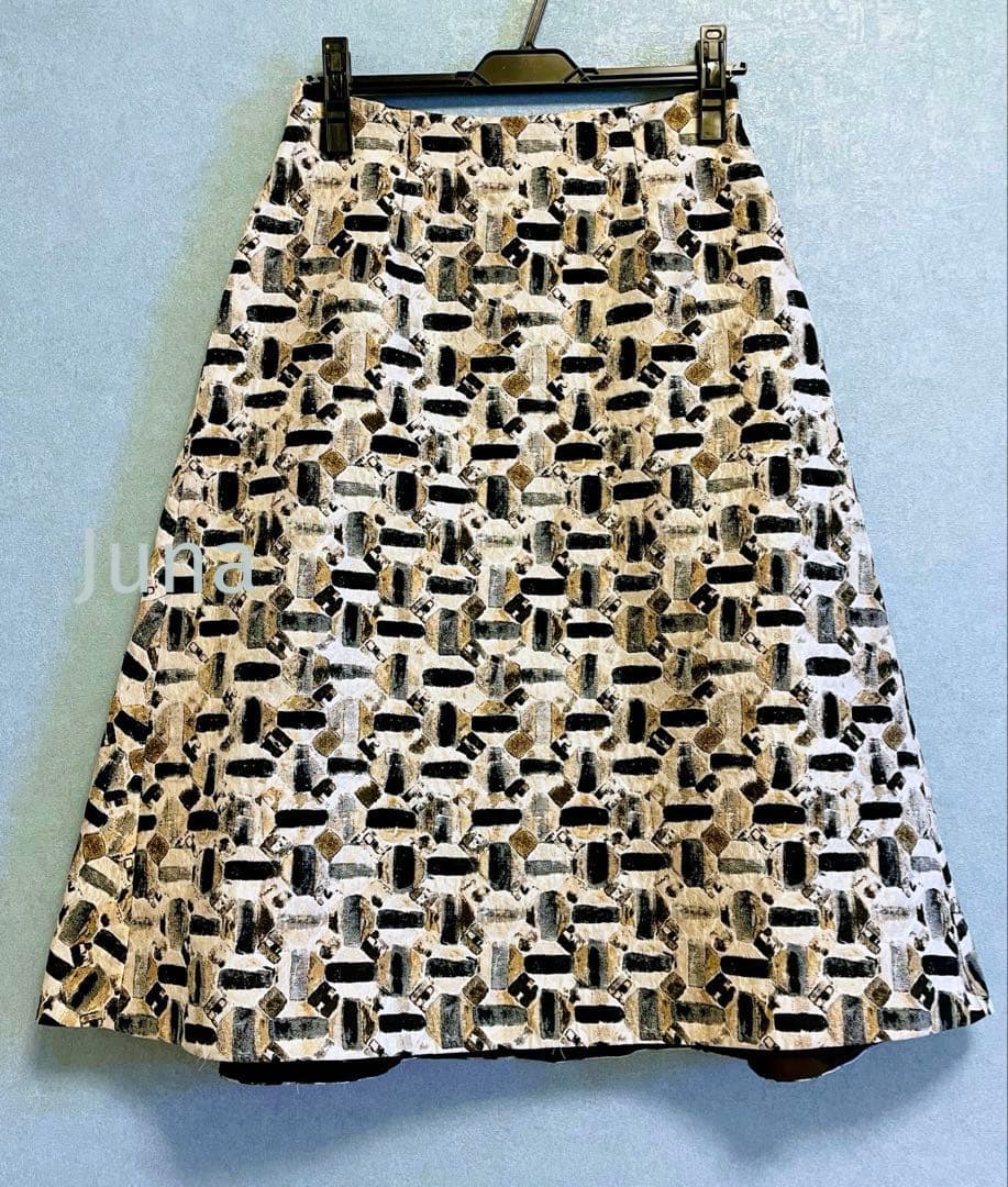 ANAYI オードトワレ ジャガード 後ろ切り替え フレアスカート