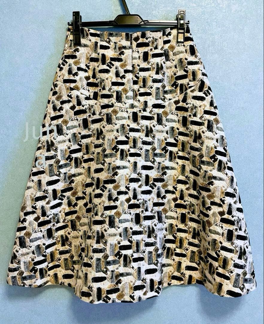 ANAYI オードトワレ ジャガード 後ろ切り替え フレアスカート