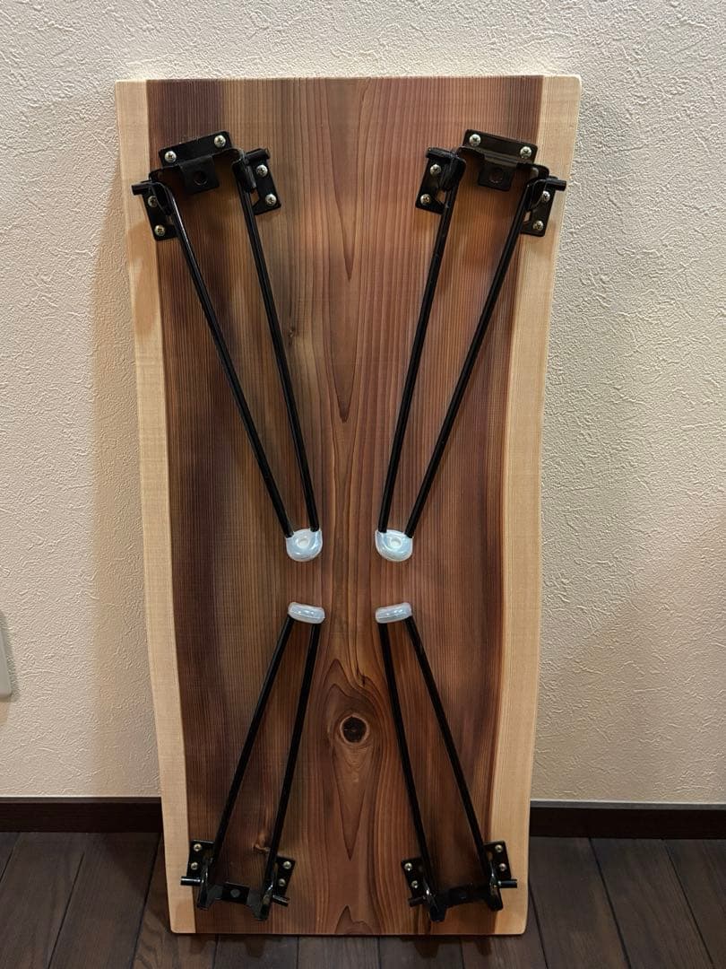 一枚板 無垢材 杉板 折りたたみ ローテーブル サイドテーブル　紀州杉　節あり