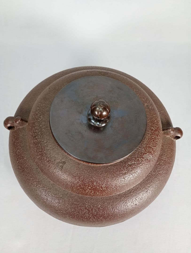 【茶道具】重釜（かさねかま）　釜師佐藤清光造　炉釜　釜375