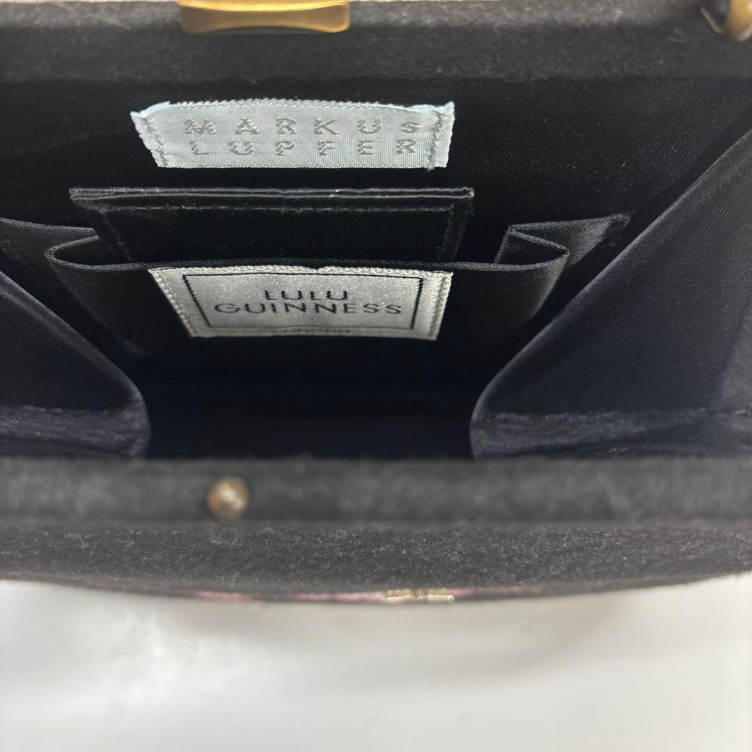 LULU GUINNESS 犬刺繍 パーティーバッグ　￼