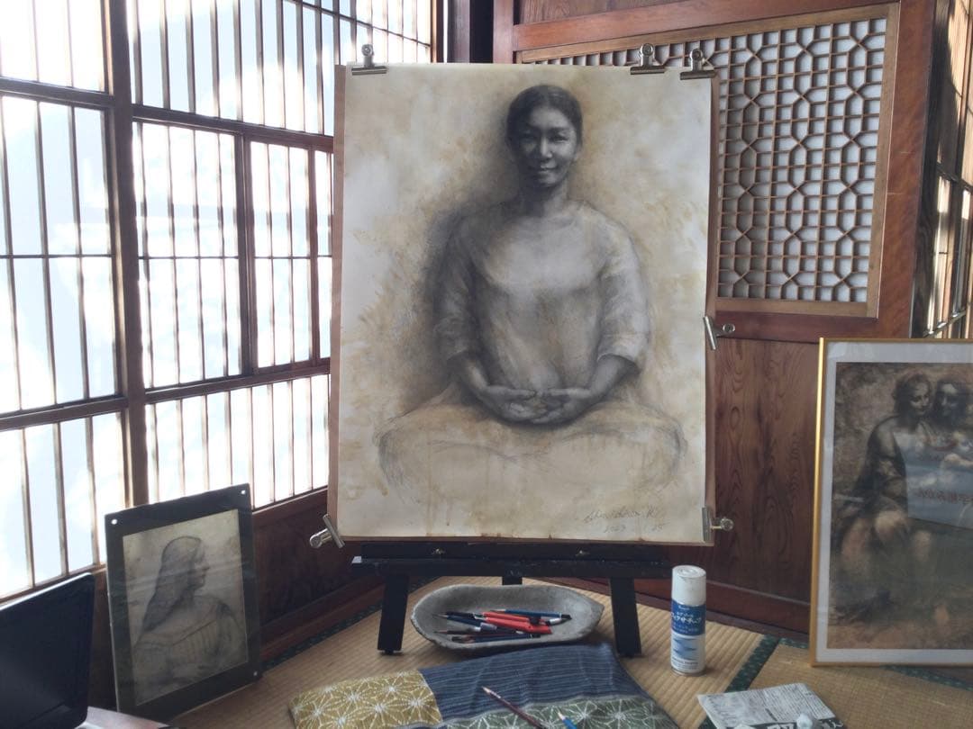 鉛筆画　【こころの中に静をもつ】