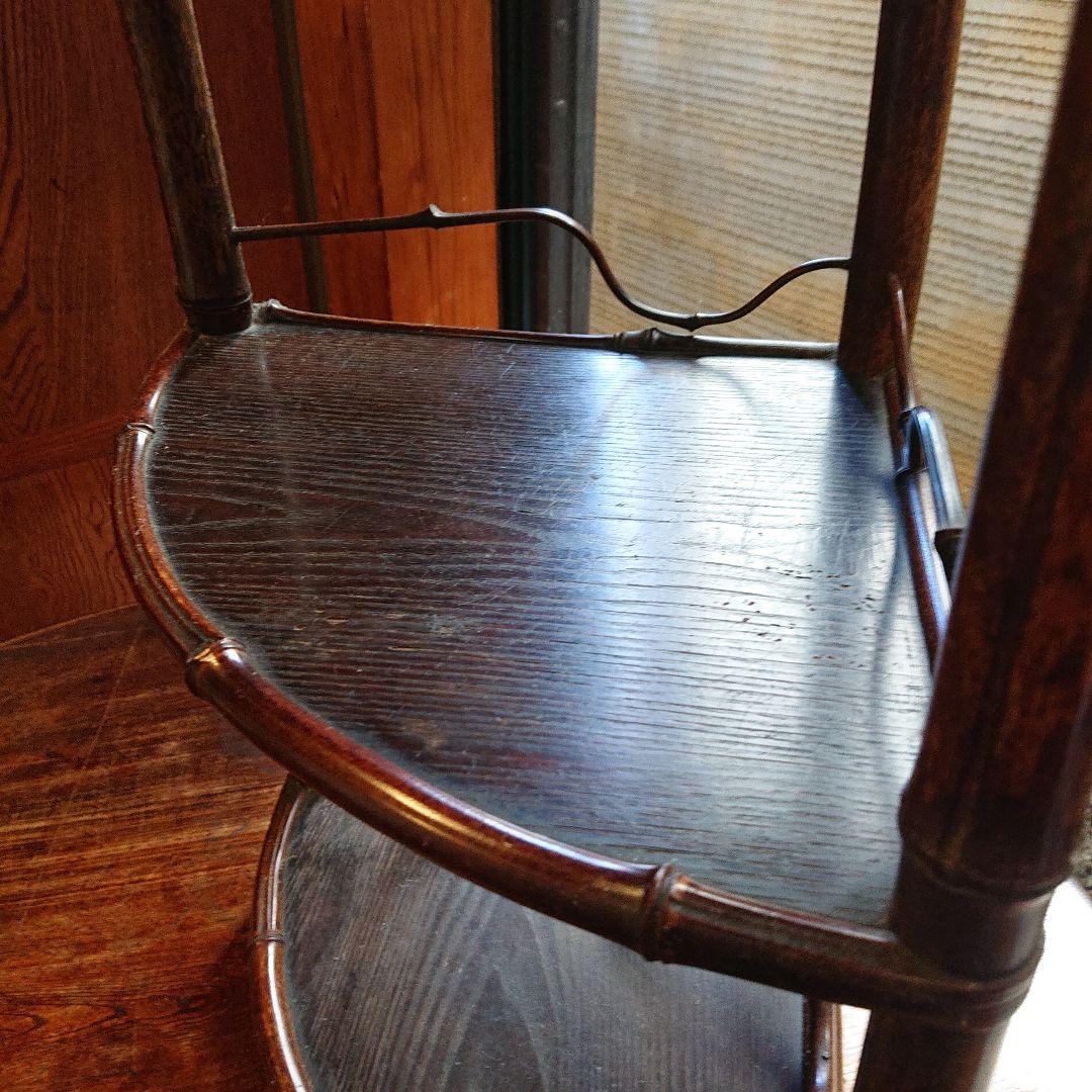 骨董 三段飾り棚 竹・木製