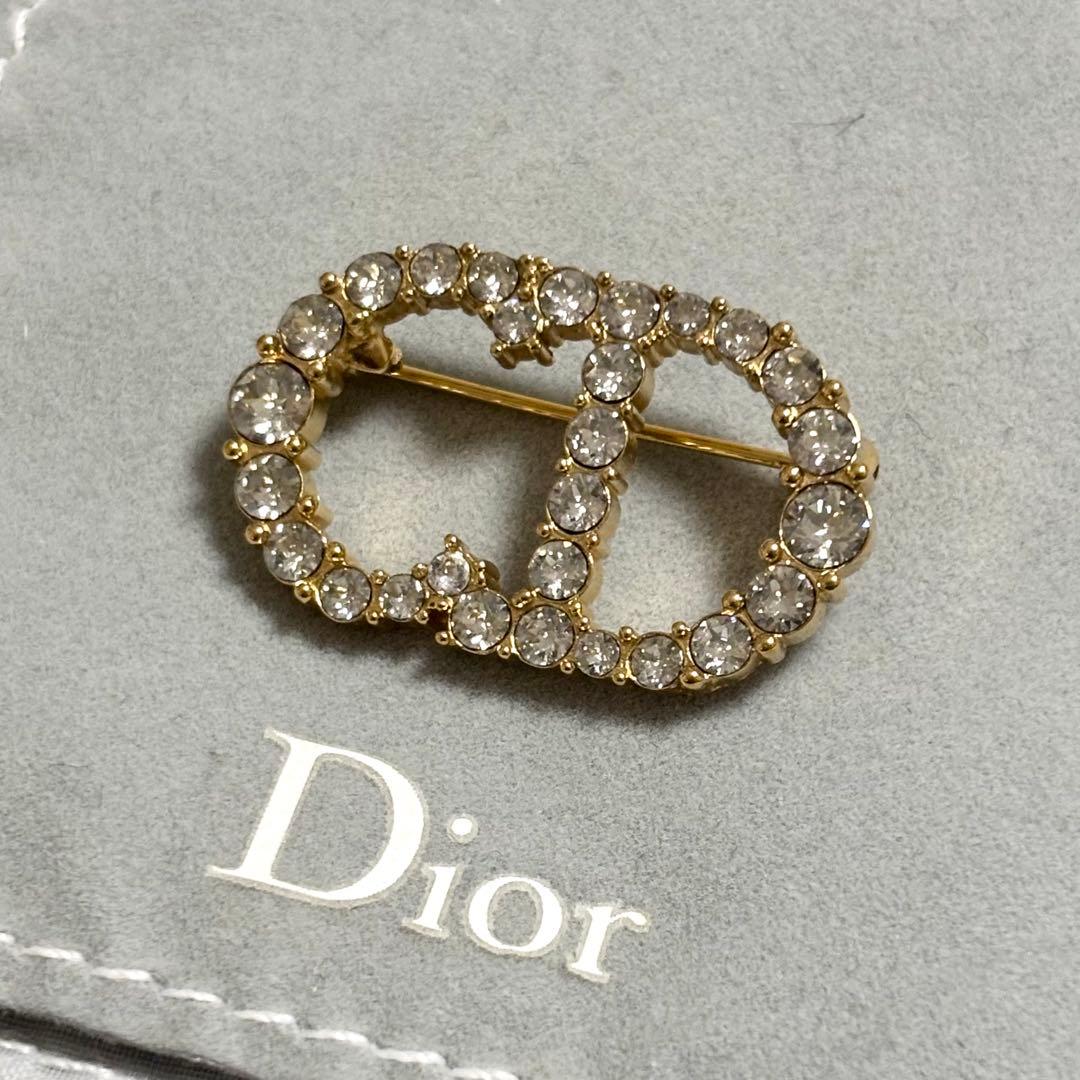［美品］現行　ディオール　CLAIR D LUNE ラインストーン　ブローチ