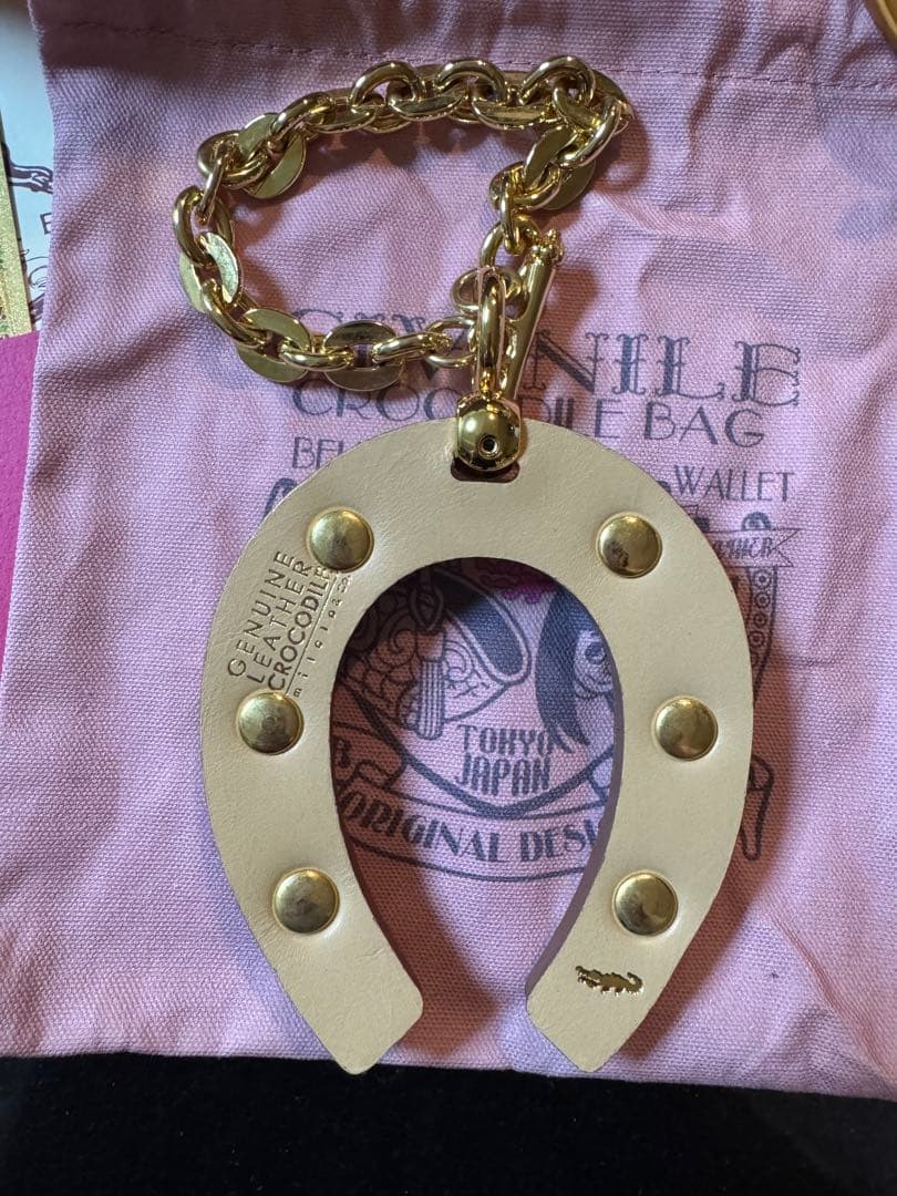 チビナイル　馬蹄チャーム&バングル チビワニ3点セット　クロコダイル　キャラメル