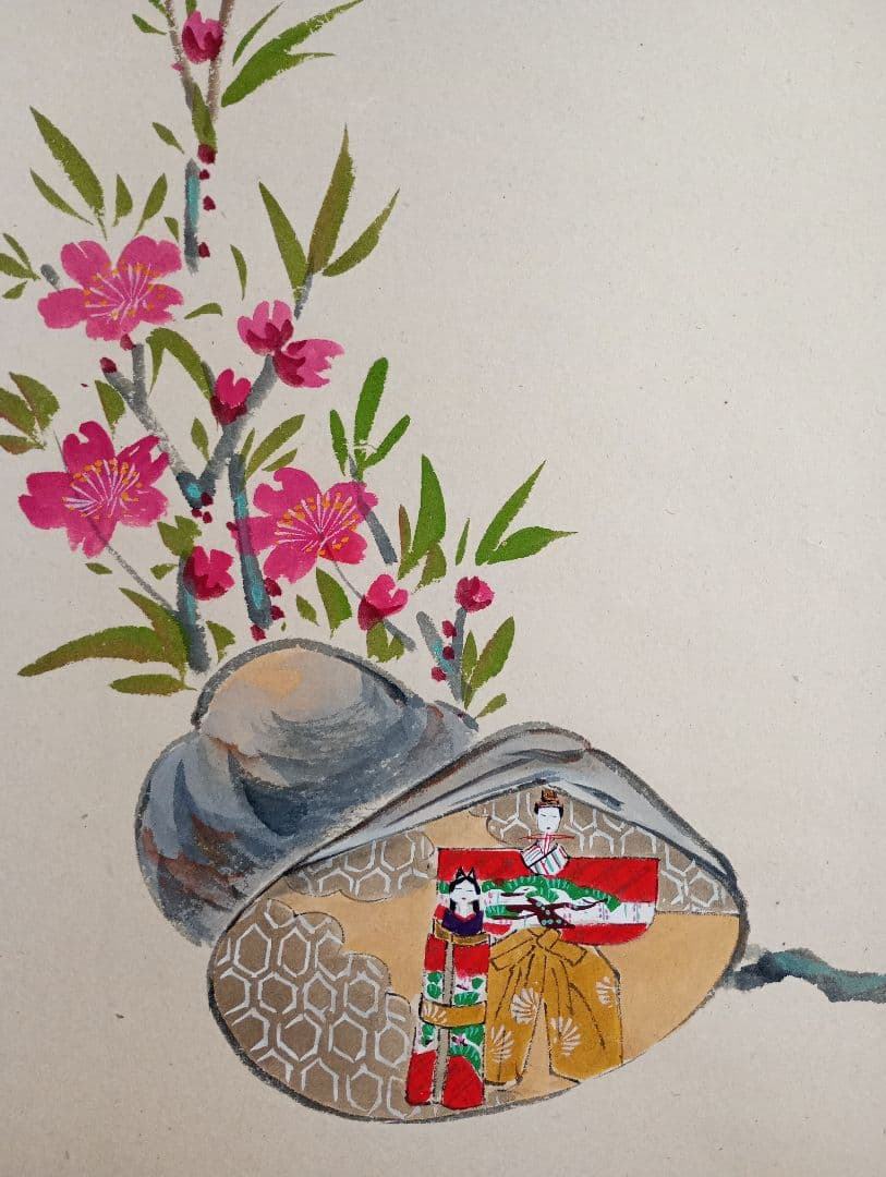 掛軸　茶掛　大徳寺　黄梅院　小林太玄　 雛の図　桃花萬家宴