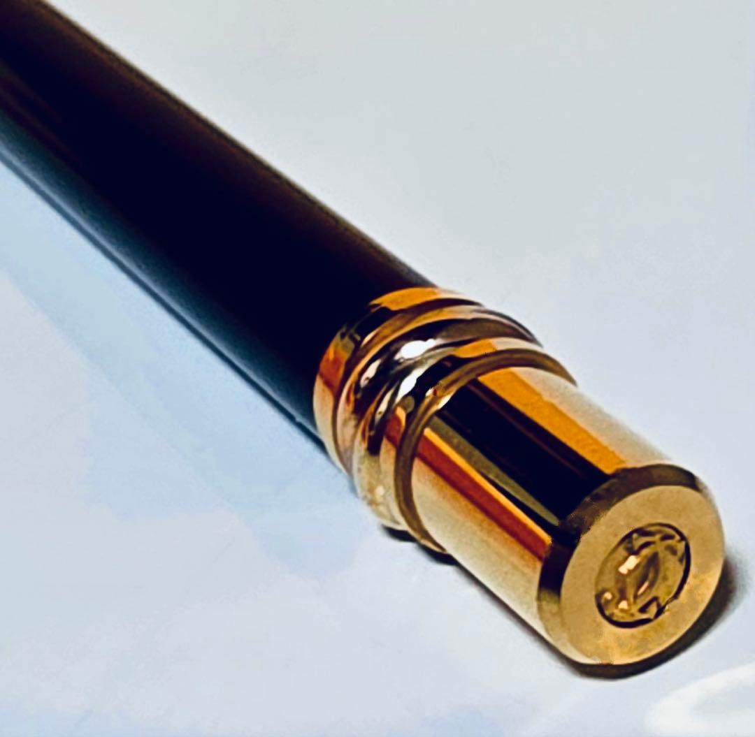 Must de cartierマストドゥカルティエ金色トリニティ黒ボールペン箱付