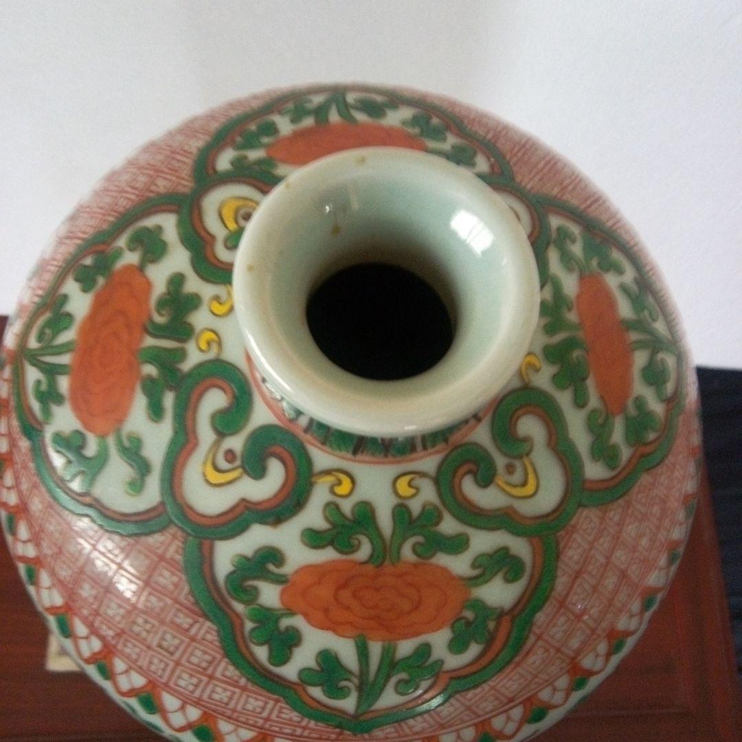 中国古玩　大明嘉靖年製　色絵龍紋様 梅瓶