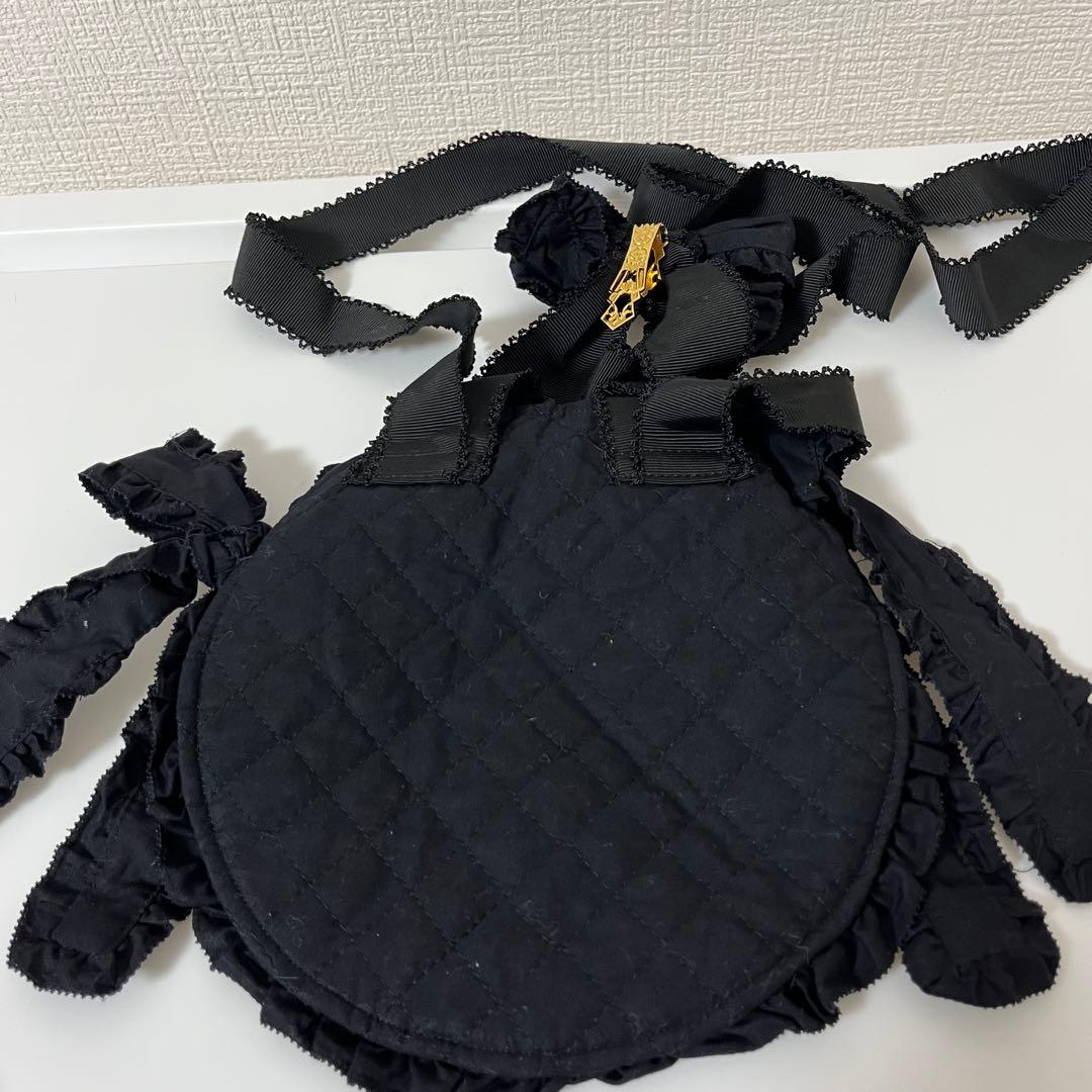 【未使用】ピンクハウス フリル リボン ポシェット バッグ 黒