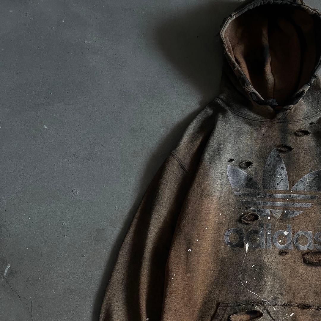 y2k“broken”激フェード“ダーク”2XO“boro hoodie