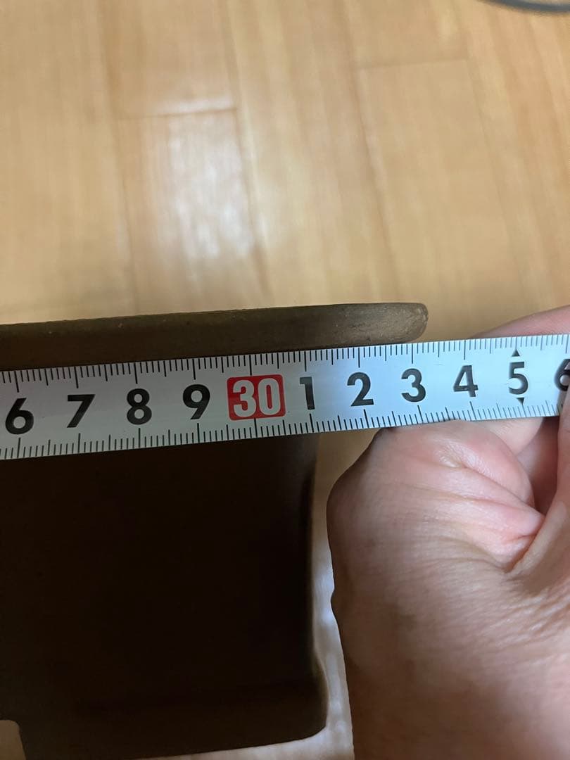 盆栽鉢　銭号　長方鉢　34x24x10 ヴィンテージ盆栽鉢　希少な土色